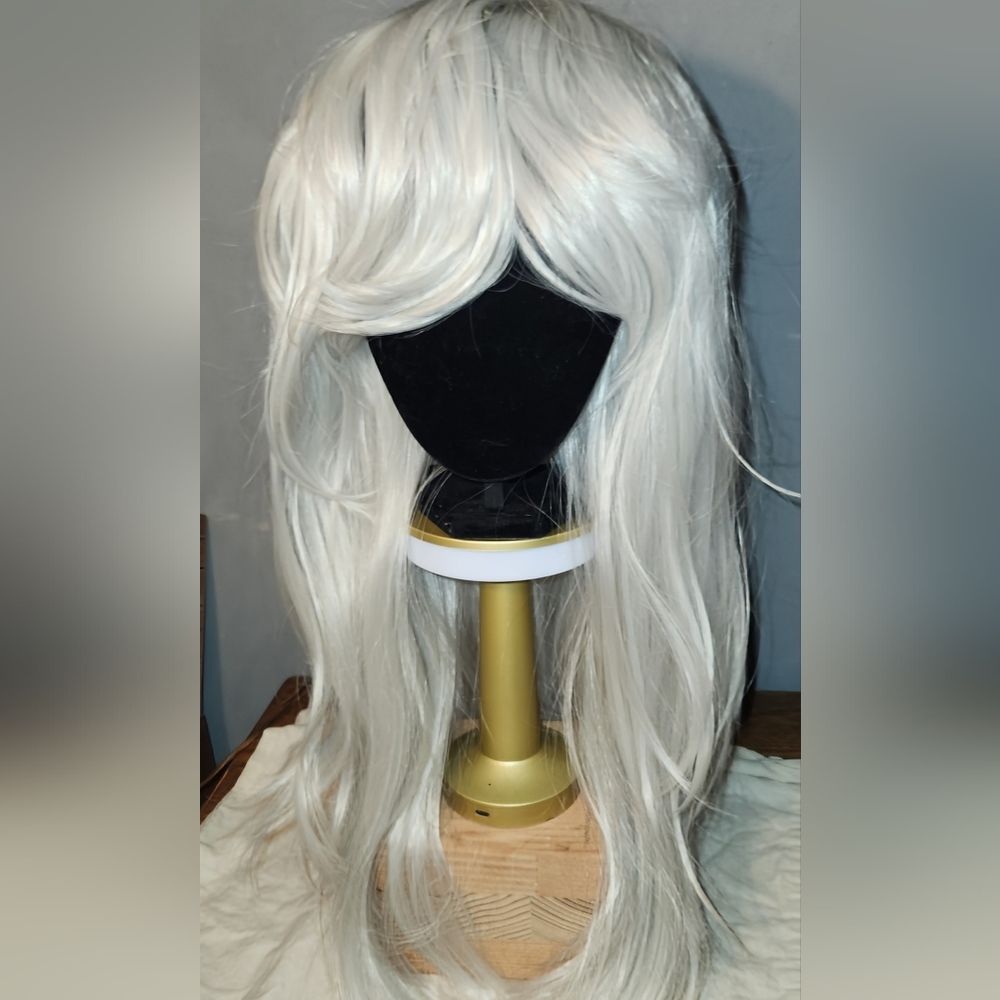 Luxe High-end Birch Silver/White Long Wig W/ Bangs